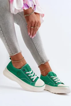 Damskie Big Star Shoes Damskie Trampki Na Masywnej Podeszwie Big Star NN274130 Zielone