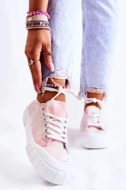 Boto Trampki Damskie Niskie*Damskie Trampki Na Platformie Różowe Comes