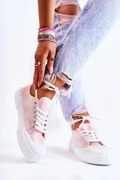 Boto Trampki Damskie Niskie*Damskie Trampki Na Platformie Różowe Comes