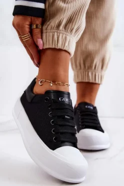 Best GOE Damskie Trampki Na Platformie JJ2N4073 Czarne