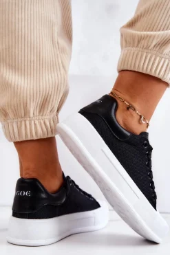 Best GOE Damskie Trampki Na Platformie JJ2N4073 Czarne