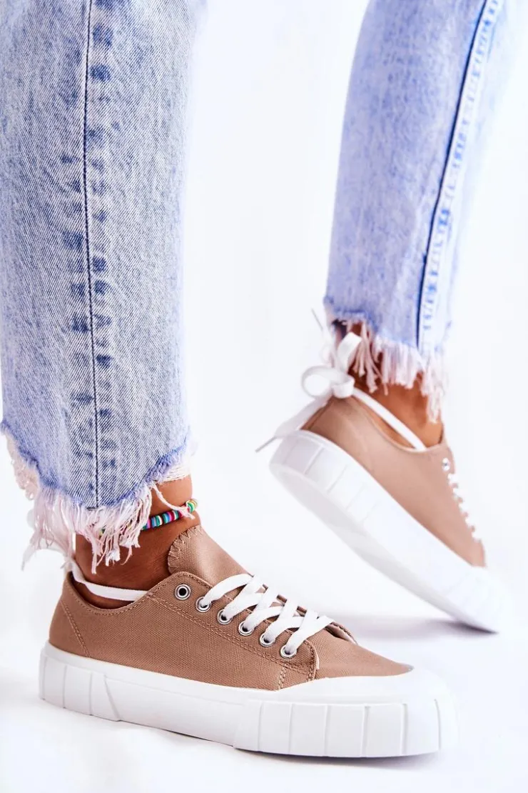 Damskie Boto Damskie Trampki Na Platformie Brązowe Comes