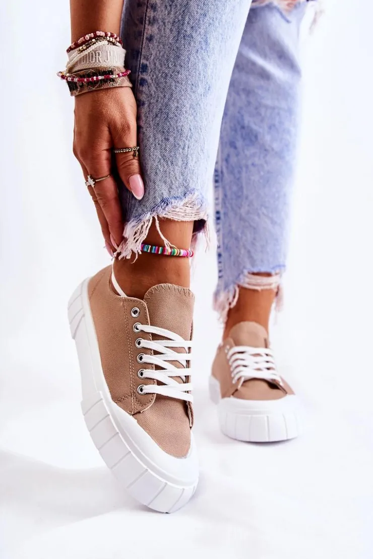 Damskie Boto Damskie Trampki Na Platformie Brązowe Comes