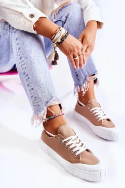 Damskie Boto Damskie Trampki Na Platformie Brązowe Comes