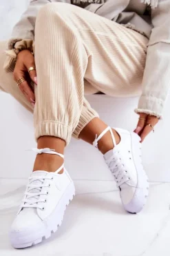 Damskie Big Star Shoes Damskie Trampki Na Platformie BIG STAR JJ274488 Białe