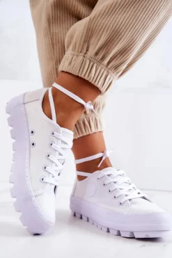 Damskie Big Star Shoes Damskie Trampki Na Platformie BIG STAR JJ274488 Białe