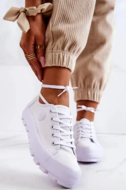 Damskie Big Star Shoes Damskie Trampki Na Platformie BIG STAR JJ274488 Białe