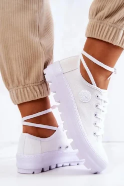 Damskie Big Star Shoes Damskie Trampki Na Platformie BIG STAR JJ274488 Białe