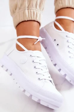 Damskie Big Star Shoes Damskie Trampki Na Platformie BIG STAR JJ274488 Białe