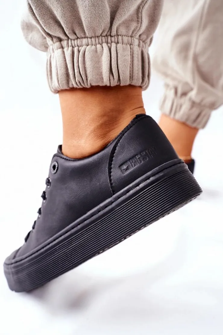 Big Star Shoes Trampki Damskie Big Star|Trampki Damskie Niskie*Damskie Trampki Na Platformie BIG STAR II274098 Czarne