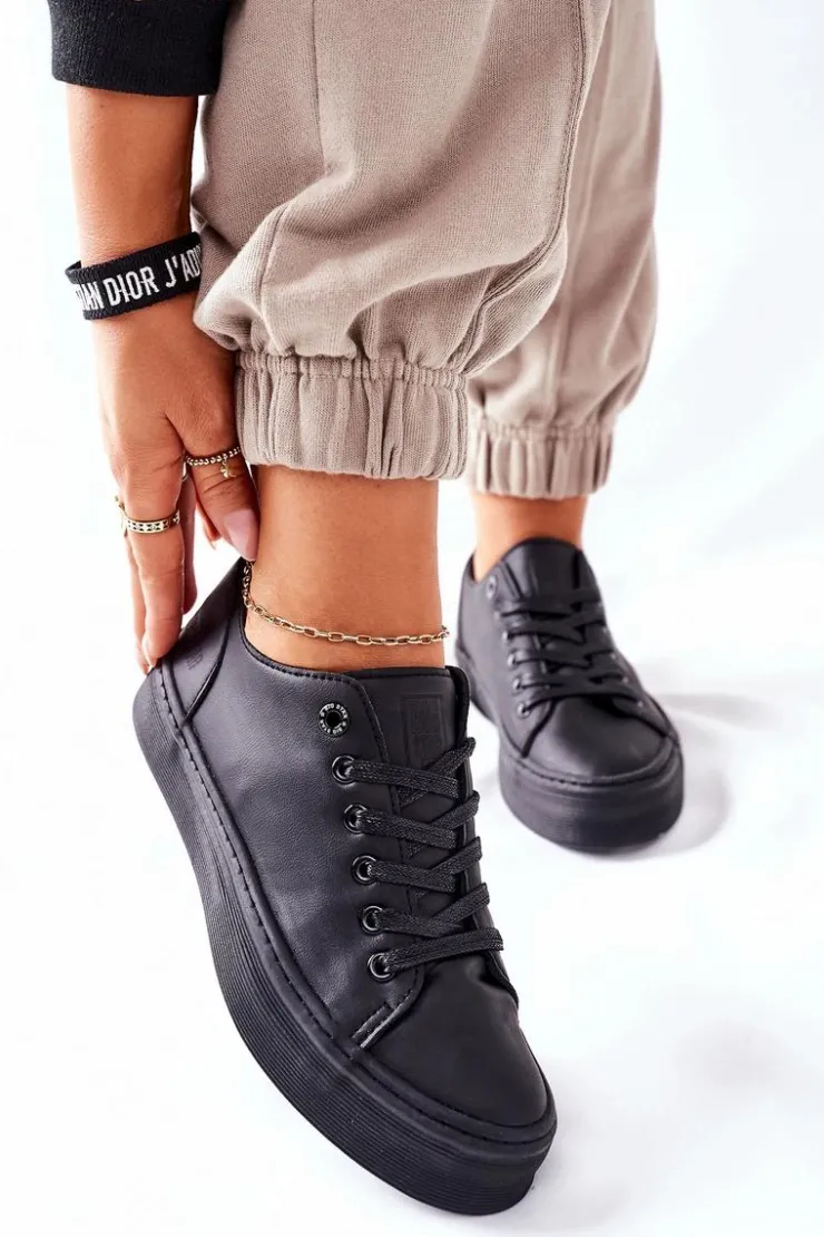 Big Star Shoes Trampki Damskie Big Star|Trampki Damskie Niskie*Damskie Trampki Na Platformie BIG STAR II274098 Czarne