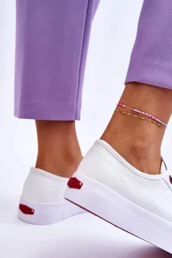 Damskie Cross Jeans Damskie Trampki Na Platformie LL2R4040 Białe