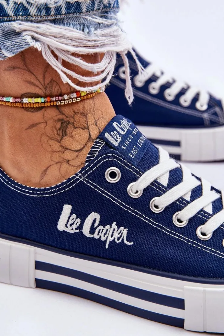 Damskie Lee Cooper Damskie Trampki Na Platformie LCW-23-31-1803L Granatowe