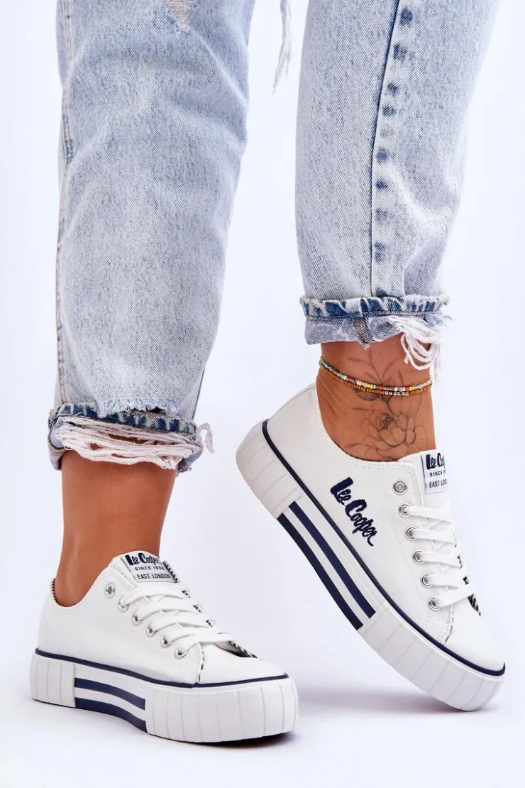Lee Cooper Trampki Damskie Niskie*Damskie Trampki Na Platformie LCW-23-31-1802L Białe