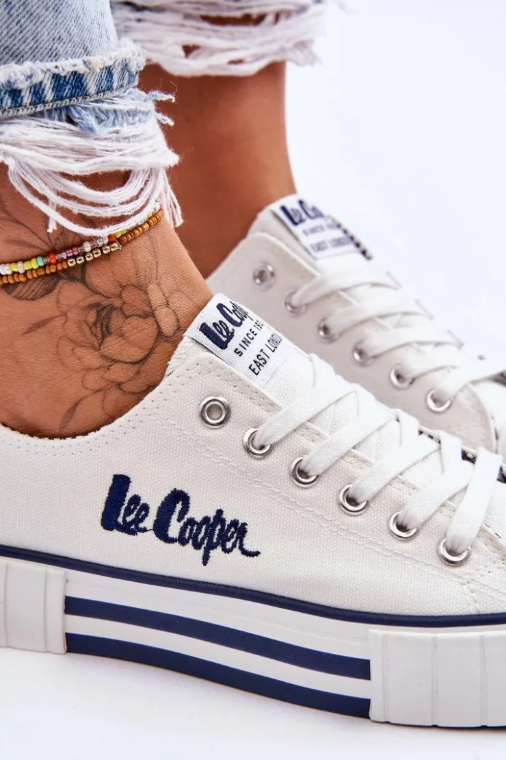 Lee Cooper Trampki Damskie Niskie*Damskie Trampki Na Platformie LCW-23-31-1802L Białe