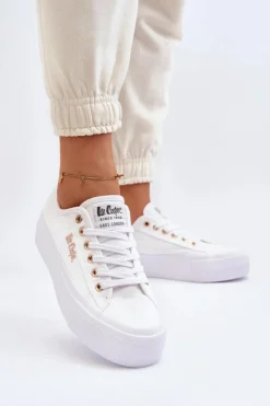 Lee Cooper Trampki Damskie Niskie*Damskie Trampki Na Platformie LCW-24-31-2725 Białe