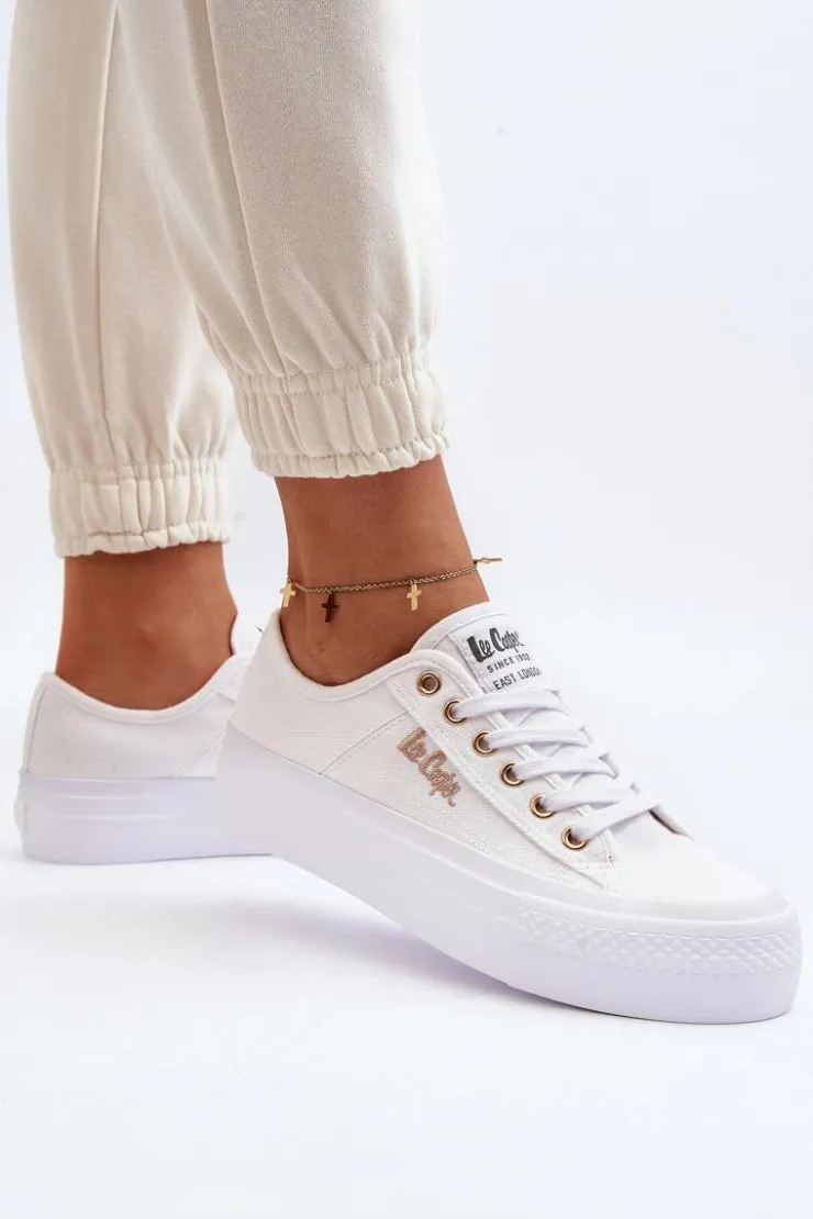 Lee Cooper Trampki Damskie Niskie*Damskie Trampki Na Platformie LCW-24-31-2725 Białe