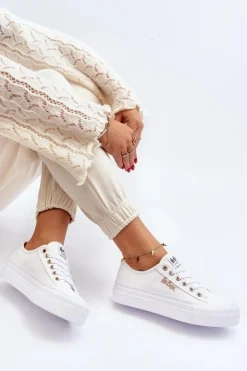 Lee Cooper Trampki Damskie Niskie*Damskie Trampki Na Platformie LCW-24-31-2725 Białe