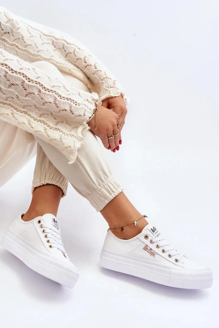 Lee Cooper Trampki Damskie Niskie*Damskie Trampki Na Platformie LCW-24-31-2725 Białe