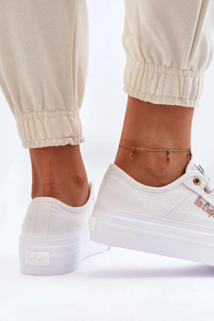 Lee Cooper Trampki Damskie Niskie*Damskie Trampki Na Platformie LCW-24-31-2725 Białe