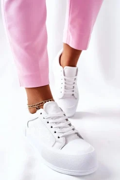 Damskie Boto Damskie Trampki Na Platformie Białe Honey