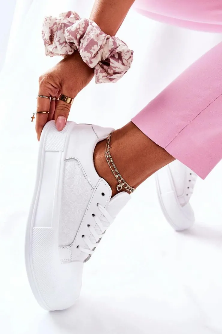 Damskie Boto Damskie Trampki Na Platformie Białe Honey