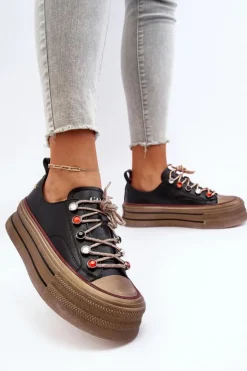 Damskie GOE Damskie Trampki Na Platformie NN2N4053 Czarne