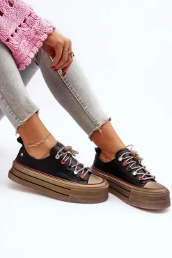 Damskie GOE Damskie Trampki Na Platformie NN2N4053 Czarne