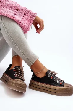 Damskie GOE Damskie Trampki Na Platformie NN2N4053 Czarne