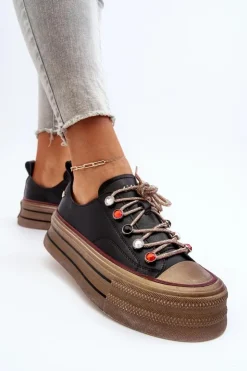 Damskie GOE Damskie Trampki Na Platformie NN2N4053 Czarne