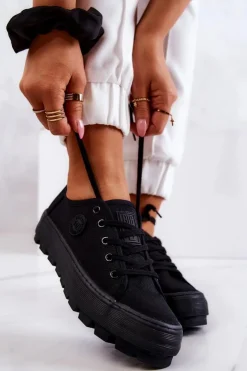 New Big Star Shoes Damskie Trampki Na Platformie BIG STAR JJ274489 Czarne