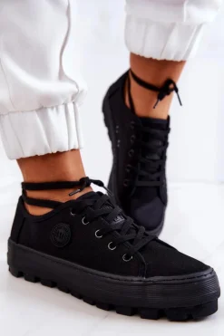 New Big Star Shoes Damskie Trampki Na Platformie BIG STAR JJ274489 Czarne