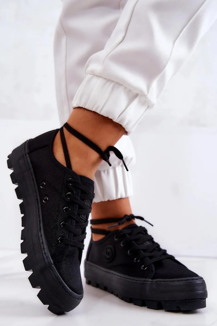 New Big Star Shoes Damskie Trampki Na Platformie BIG STAR JJ274489 Czarne