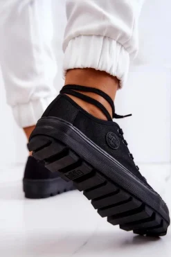 New Big Star Shoes Damskie Trampki Na Platformie BIG STAR JJ274489 Czarne