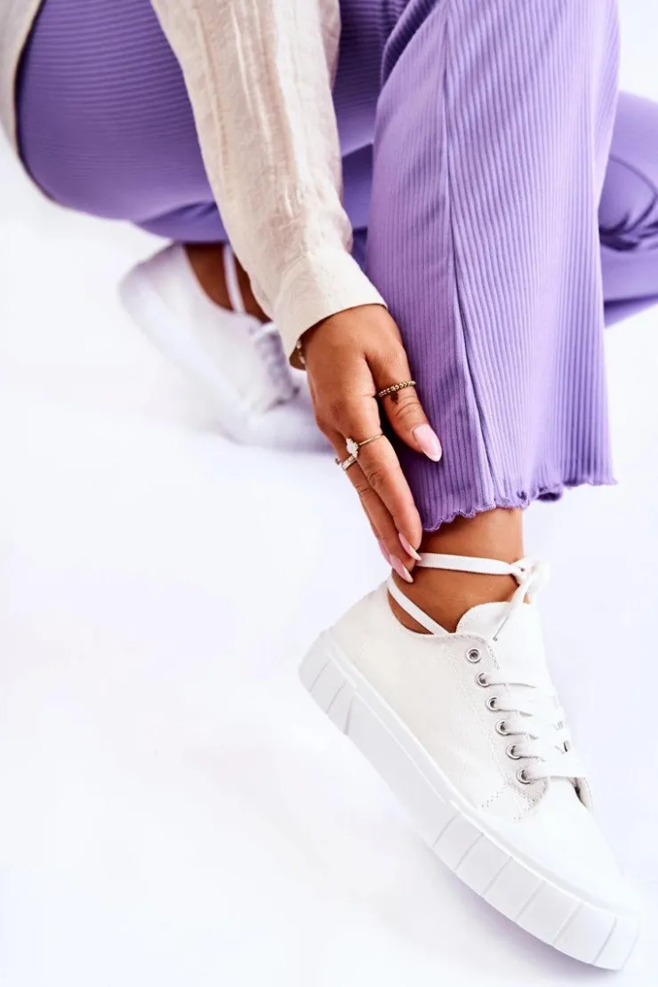 Damskie Boto Damskie Trampki Na Platformie Białe Comes