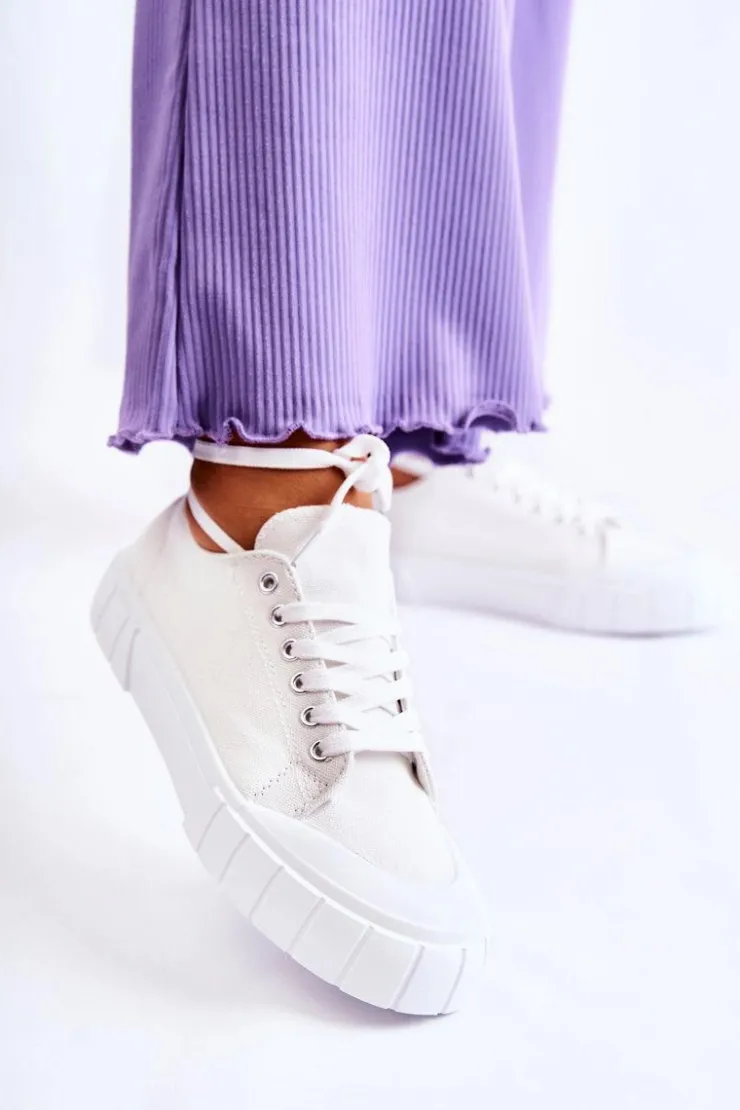 Damskie Boto Damskie Trampki Na Platformie Białe Comes