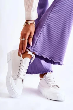 Damskie Boto Damskie Trampki Na Platformie Białe Comes