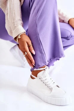 Damskie Boto Damskie Trampki Na Platformie Białe Comes