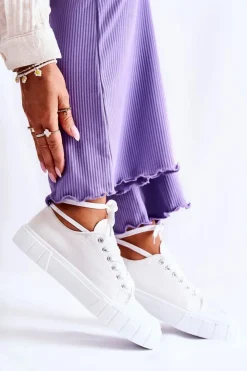 Damskie Boto Damskie Trampki Na Platformie Białe Comes