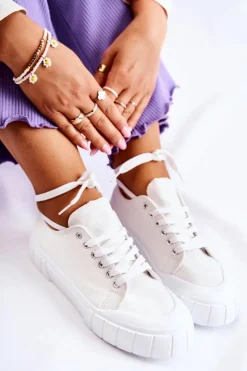 Damskie Boto Damskie Trampki Na Platformie Białe Comes