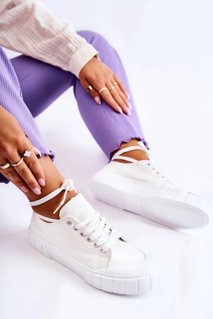 Damskie Boto Damskie Trampki Na Platformie Białe Comes