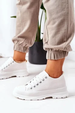 Boto Trampki Damskie Niskie*Damskie Trampki Na Platformie Białe Travel Time