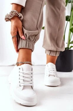 Boto Trampki Damskie Niskie*Damskie Trampki Na Platformie Białe Travel Time