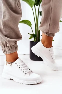 Boto Trampki Damskie Niskie*Damskie Trampki Na Platformie Białe Travel Time