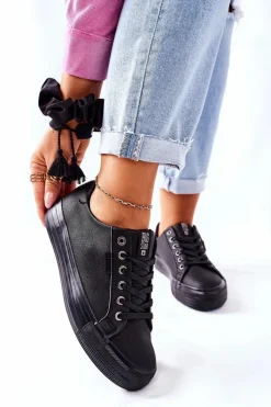 Damskie Big Star Shoes Damskie Trampki Na Platformie BIG STAR II274345 Czarne