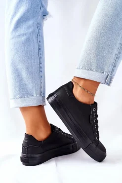 Damskie Big Star Shoes Damskie Trampki Na Platformie BIG STAR II274345 Czarne