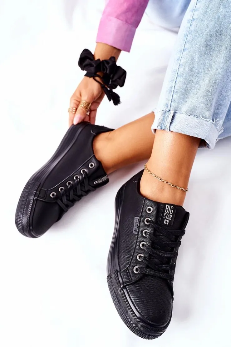 Damskie Big Star Shoes Damskie Trampki Na Platformie BIG STAR II274345 Czarne