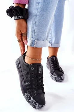Damskie Big Star Shoes Damskie Trampki Na Platformie BIG STAR II274183 Czarne