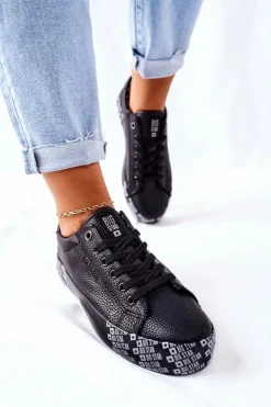 Damskie Big Star Shoes Damskie Trampki Na Platformie BIG STAR II274183 Czarne