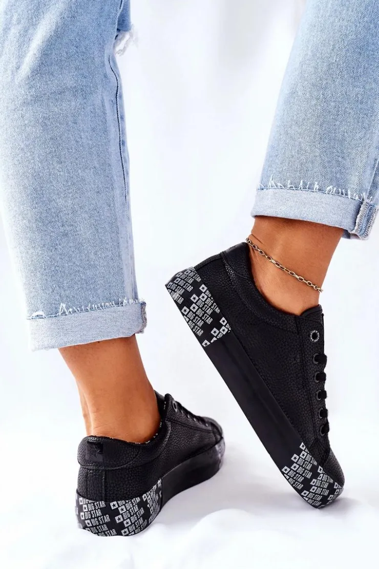 Damskie Big Star Shoes Damskie Trampki Na Platformie BIG STAR II274183 Czarne